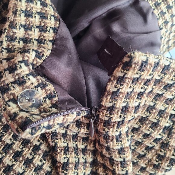 Pursuits Caramel Brown Tweed Fine Italian Fabric Pencil Wool Blend Skirt - Picture 4 of 5